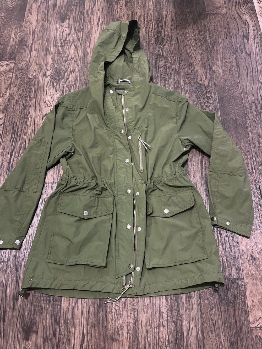 J. Crew Olive Green Hooded rain Jacket